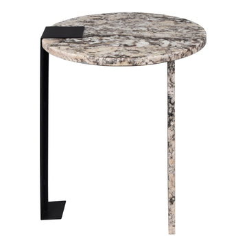 Lyra 17" Contemporary Natural Marble/Metal Handmade Round End Table - JONATHAN Y